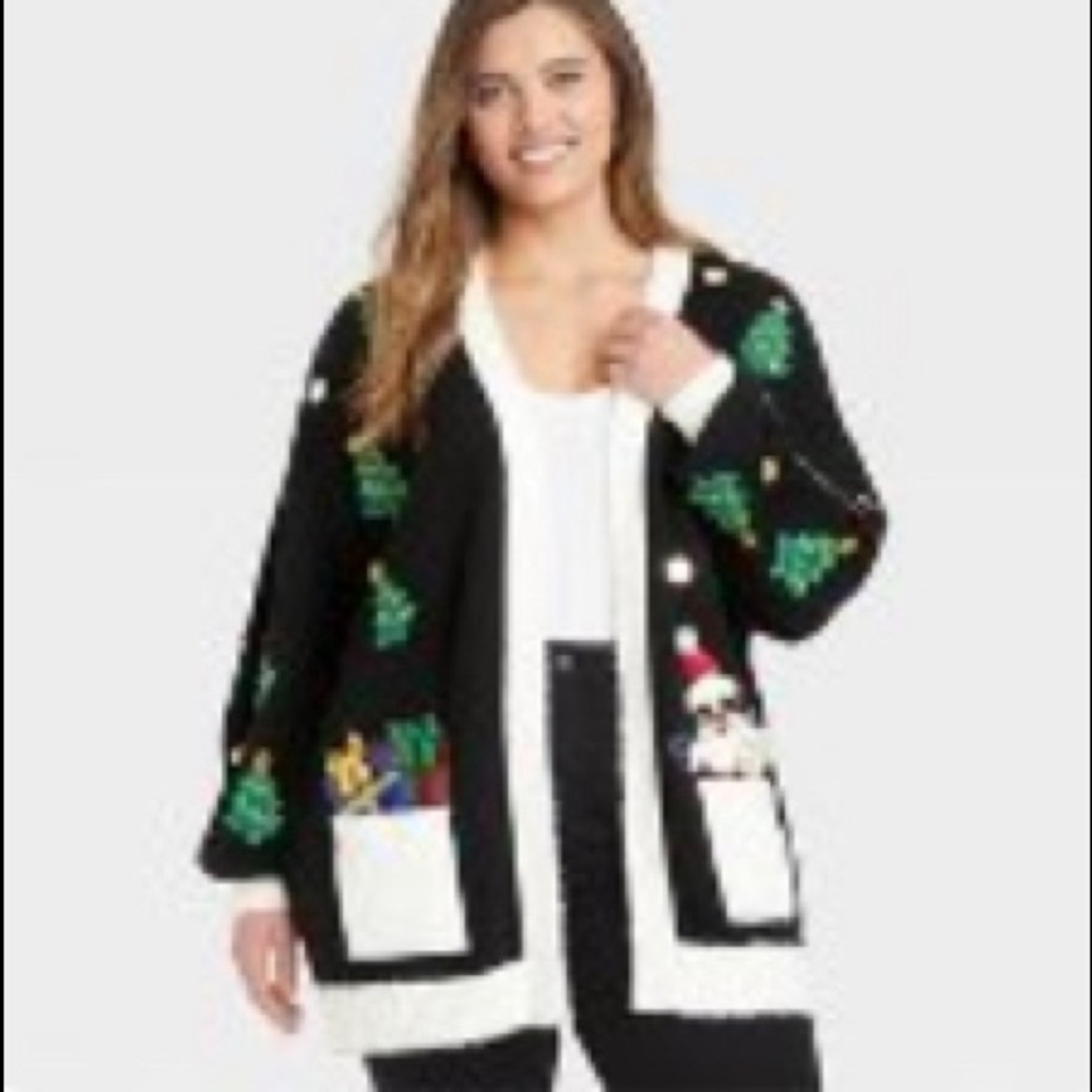 33 Degrees Women’s Ugly Christmas Sweater Cardigan Target 1X